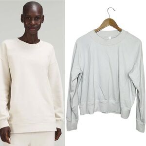 Lululemon Perfectly Oversized Light Gray Crewneck Sweatshirt 12 Bone Cotton